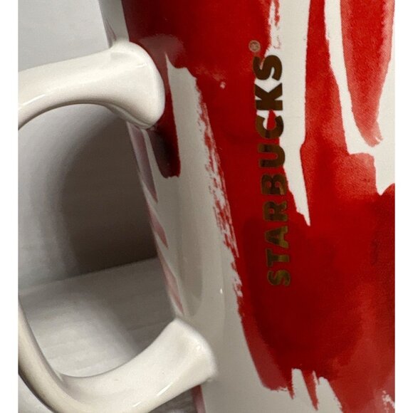 Starbucks Dot Water Color Valentine Red Coffee Mug 16 Oz - Picture 7 of 7